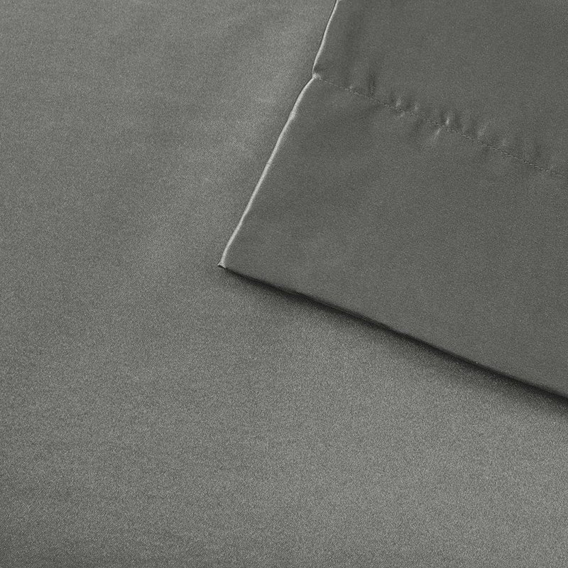 Madison Park Essentials Satin Sheet Set Luxury and Silky with Natural Sheen, Elastic 14" Pocket fits up to 16" Mattress, All Around Elastic - Year-Round Bedding, Full, Grey, 6 Piece - Image 5